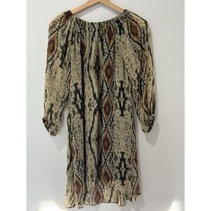 Rancho Estancia Dress‎ Womens Small Off The Shoulder Western Print Mini Aztec